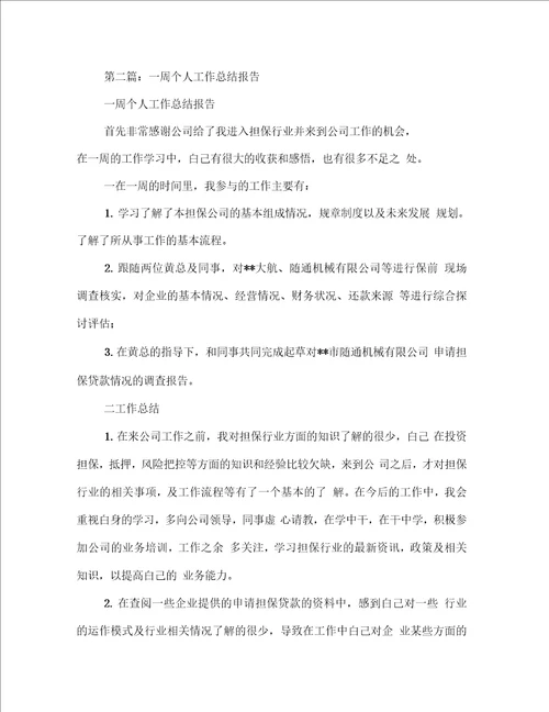 一周个人工作总结