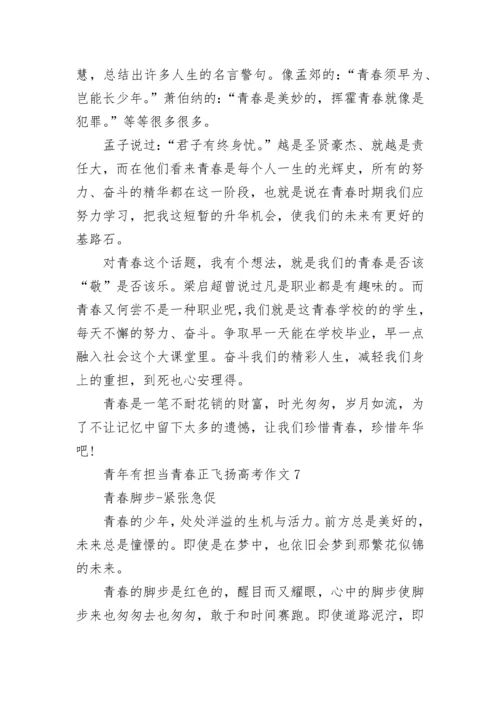 青年有担当青春正飞扬高考作文（10篇）范文.docx