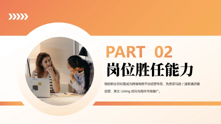 英语专业大学生求职综合能力展示职业生涯规划通用PPT模版