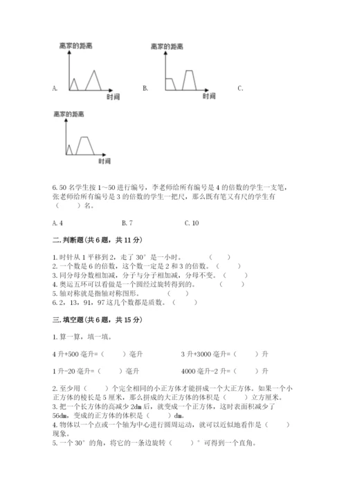 人教版五年级下册数学期末考试卷含答案（最新）.docx