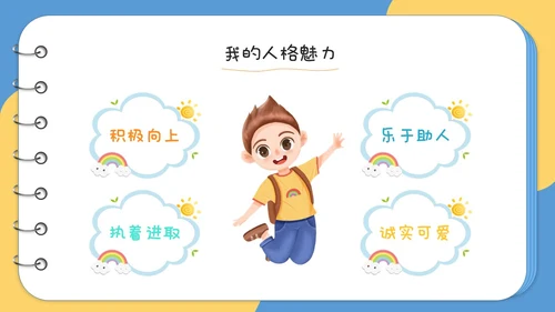 卡通儿童风相册型翻书式儿童班干部竞选自我介绍ppt模板