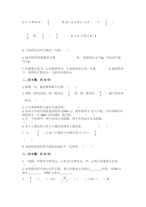 人教版六年级数学下学期期末测试题精品【精选题】.docx