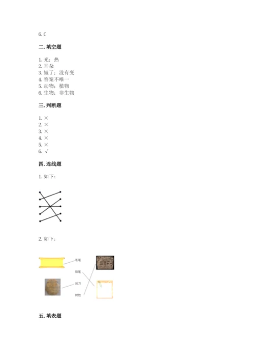 教科版二年级上册科学期末测试卷及答案【有一套】.docx