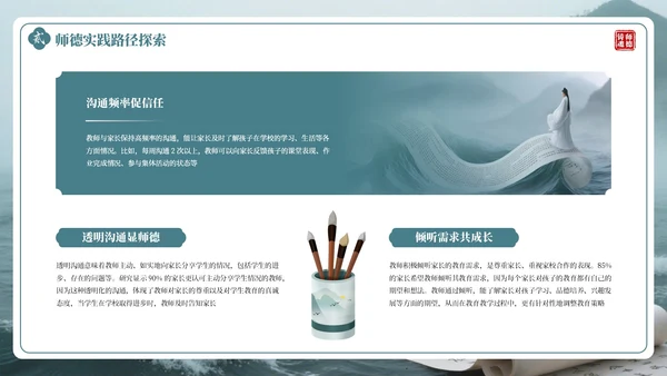 绿色古风教师师德培训PPT通用模板