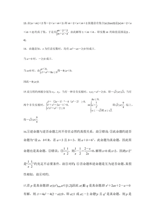 2023年最新人教A版高中数学选修2-1测试题全套及答案.docx