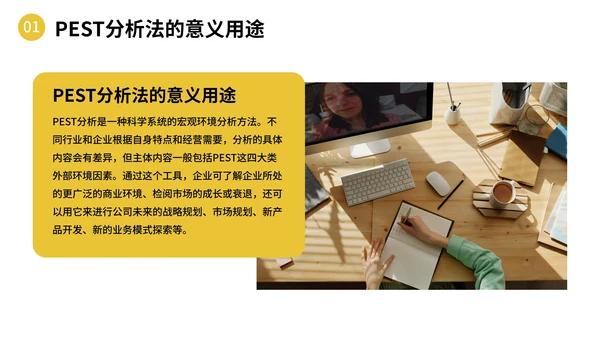 彩色极简PEST分析法企业培训PPT模板