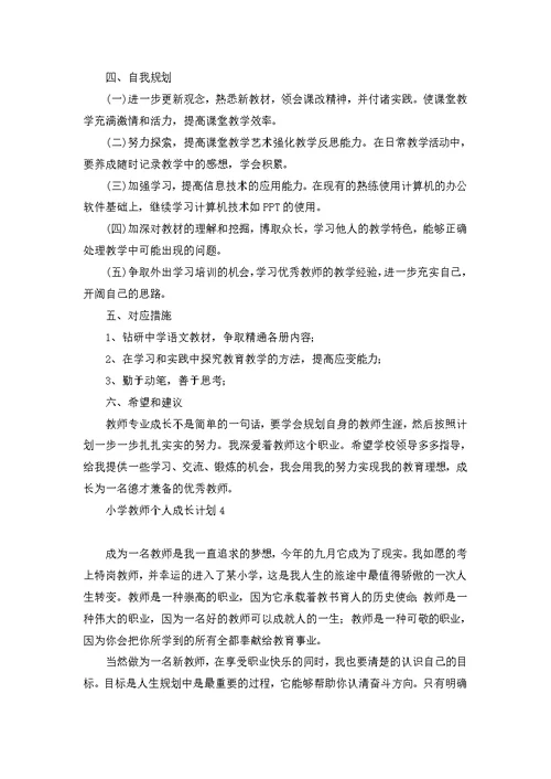 小学教师个人成长计划