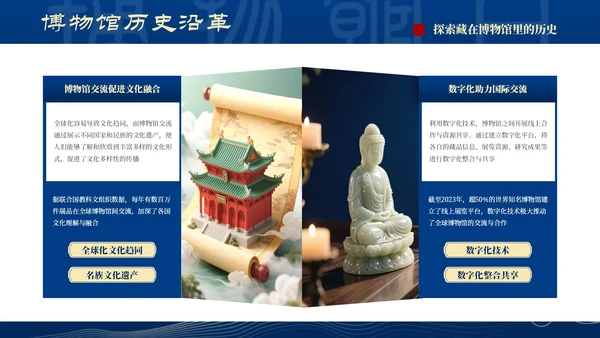 深蓝色国风国际博物馆日PPT模板