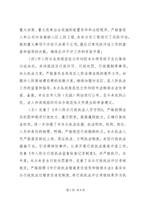 人防办依法治市工作自查总结.docx