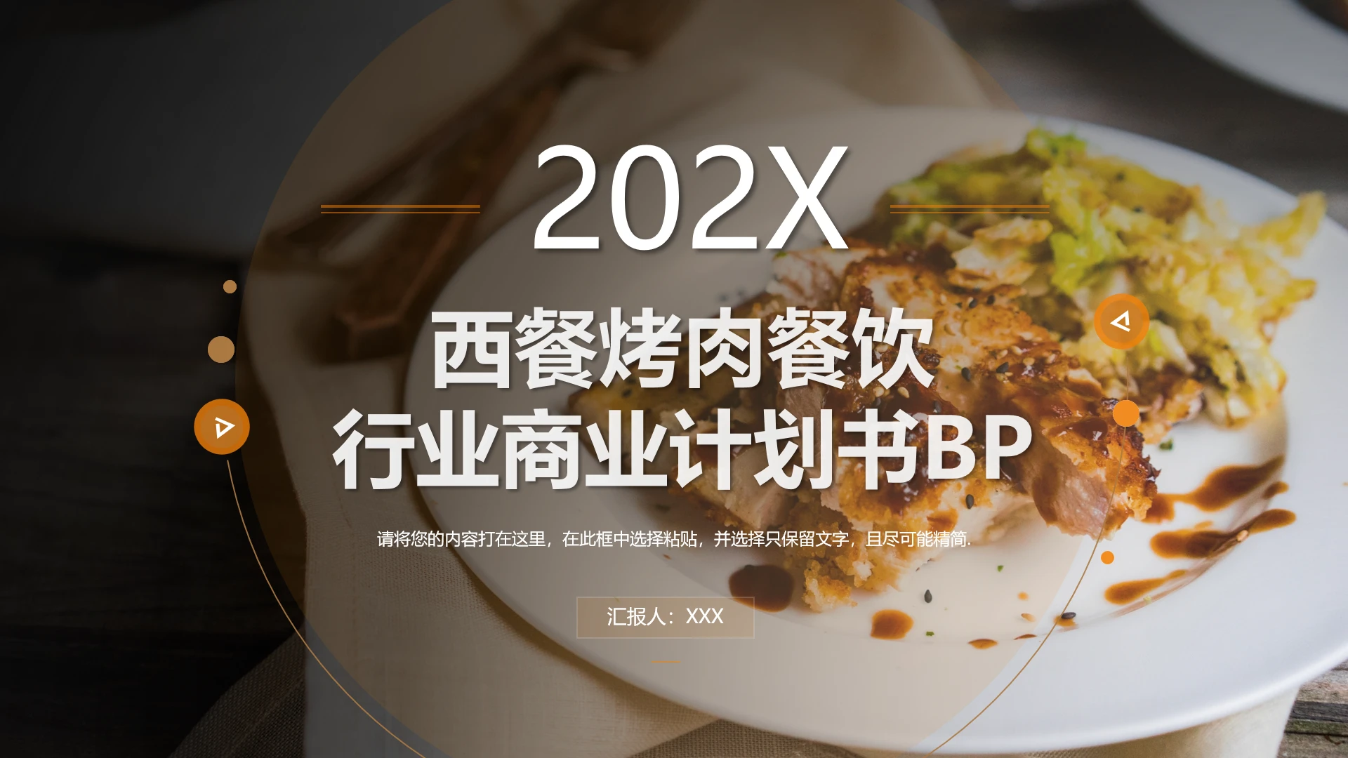 餐饮行业西餐烤肉餐饮行业商业计划书BP通用PPT模版