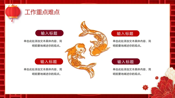 红色渐变国风大气开门红新年工作计划PPT模板