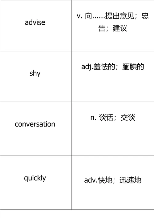 八上完整单词表