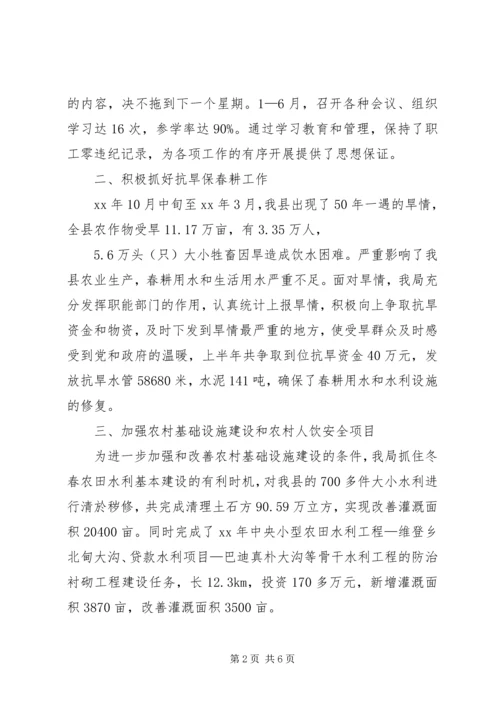 水务局XX年上半年工作总结及下半年工作计划 (5).docx