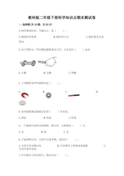教科版二年级下册科学知识点期末测试卷附参考答案（巩固）.docx