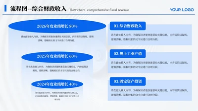 蓝色简约风3项流程图PPT单页