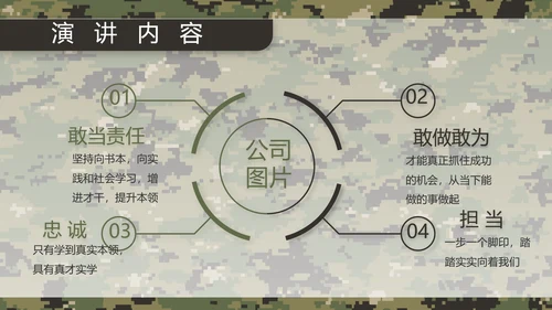 迷彩风部队军事训练汇报动态PPT模板