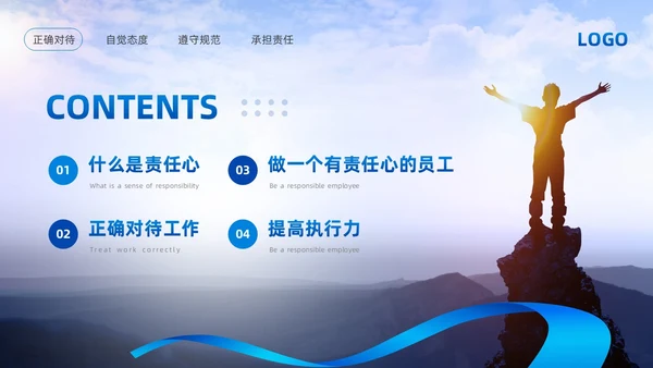 蓝色简约责任心与执行力PPT模板宣传PPT动态PPT