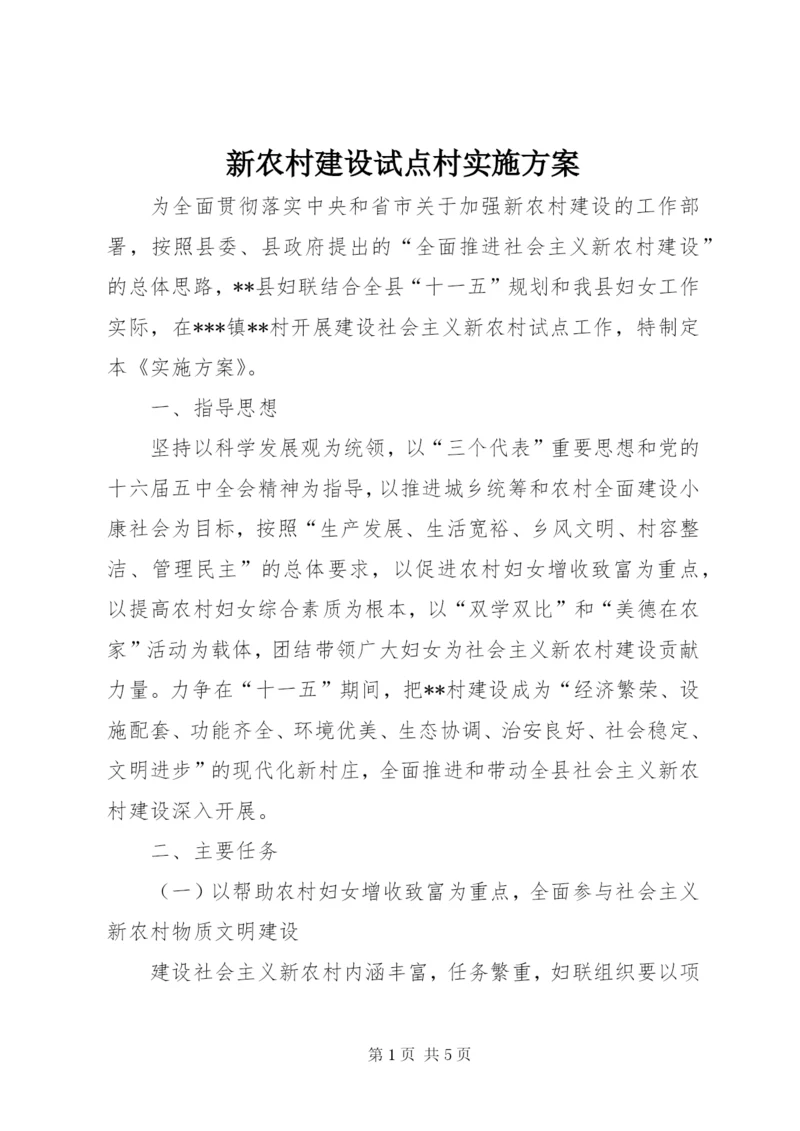 新农村建设试点村实施方案.docx