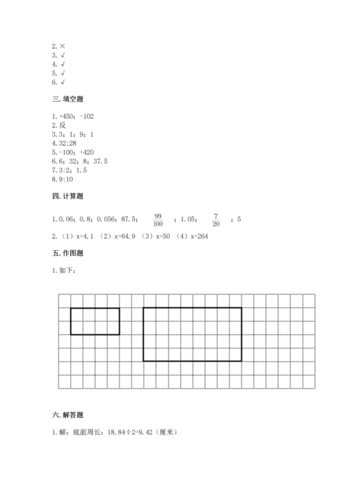 小学数学六年级下册期末测试卷及参考答案（综合卷）.docx