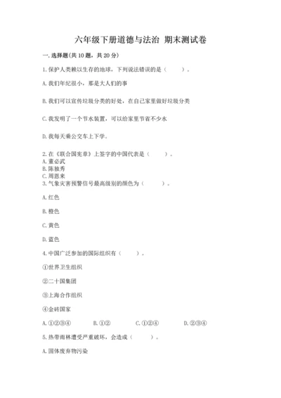 六年级下册道德与法治 期末测试卷及参考答案【能力提升】.docx