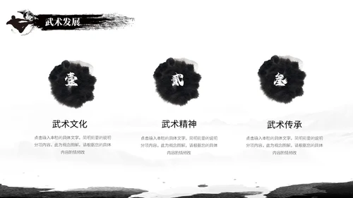 简约黑白泼墨中国风中国武术文化培训ppt模板中国传统文化
