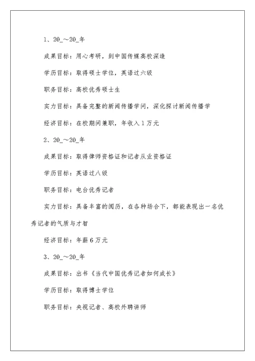 大学生个人职业规划书简洁版