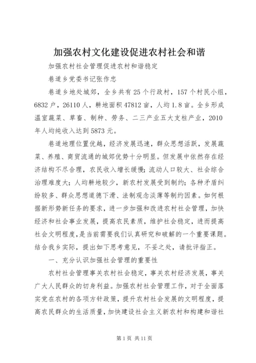 加强农村文化建设促进农村社会和谐.docx