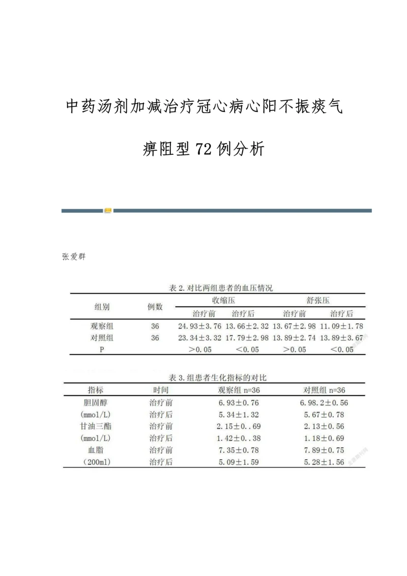 中药汤剂加减治疗冠心病心阳不振痰气痹阻型72例分析.docx