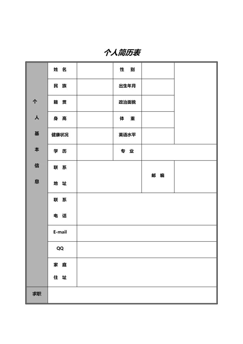 【企业管理】个人简历表.docx