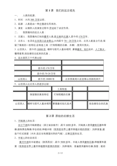 七年级上册历史期末总复习资料.docx