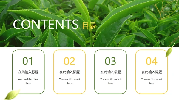 绿色实景茶园茶道科普介绍PPT模板