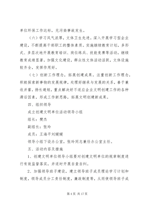 篇一：XX年文明单位创建工作计划.docx