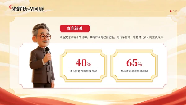 红黄双色中国风建党节学校党课PPT模板