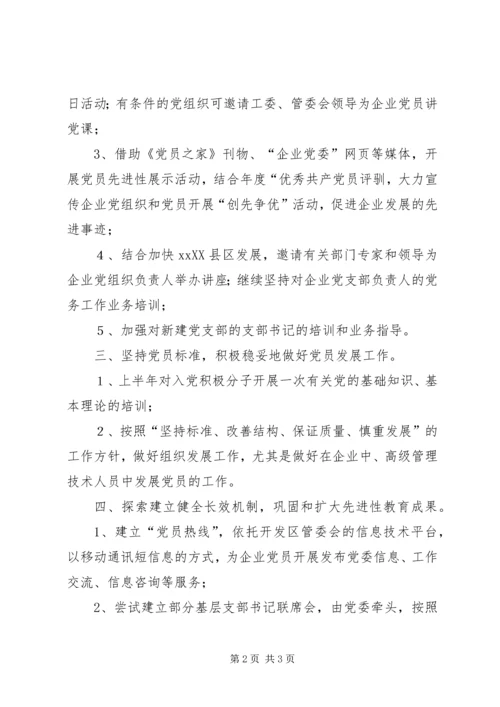 开发区企业党委XX年工作计划要点 (2).docx