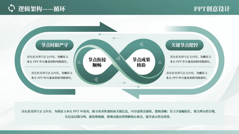 青色商务风多项循环PPT单页