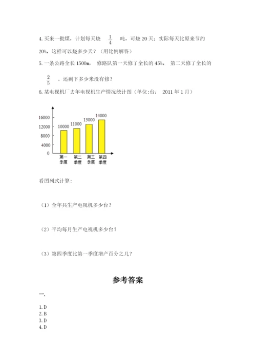 小学六年级下册数学摸底考试题附答案（培优b卷）.docx