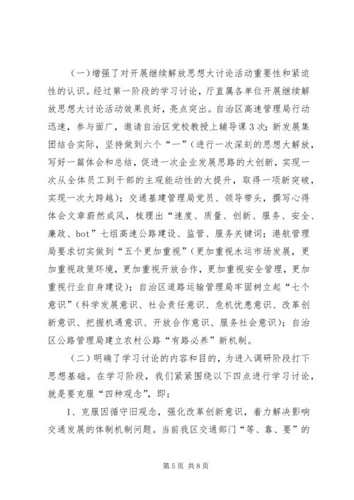 开展继续解放思想大讨论活动第一阶段工作情况汇报 (5).docx