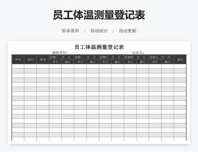 员工体温测量登记表