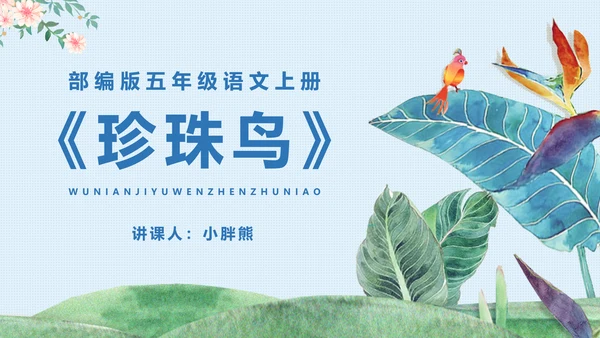 《珍珠鸟》五年级语文课件PPT模板