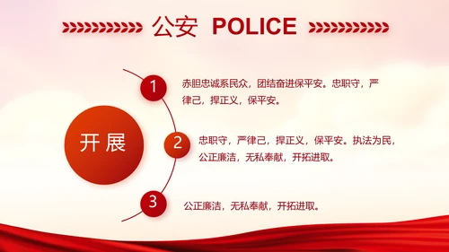 红色党建警察年终工作总结述职报告动态PPT模板
