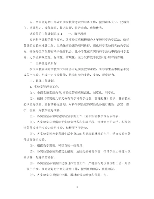 精编之试验员的工作计划范文2.docx