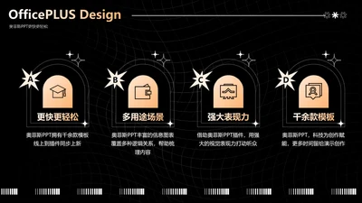 黑色潮流风并列关系4项PPT单页