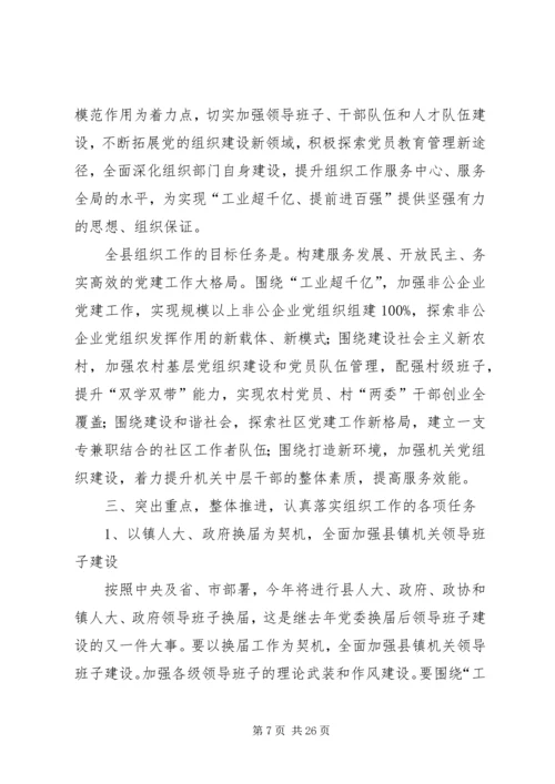 县委常委组织工作会议上的讲话.docx