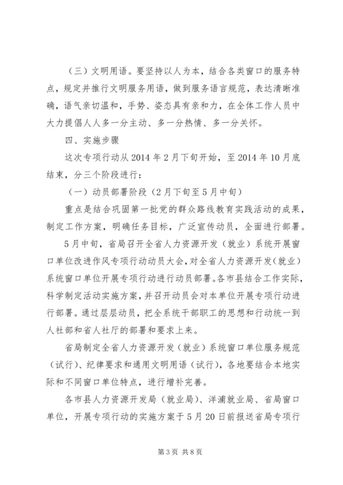 人力资源系统开展窗口单位改进作风专项行动工作方案.docx