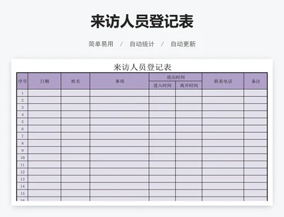 来访人员登记表