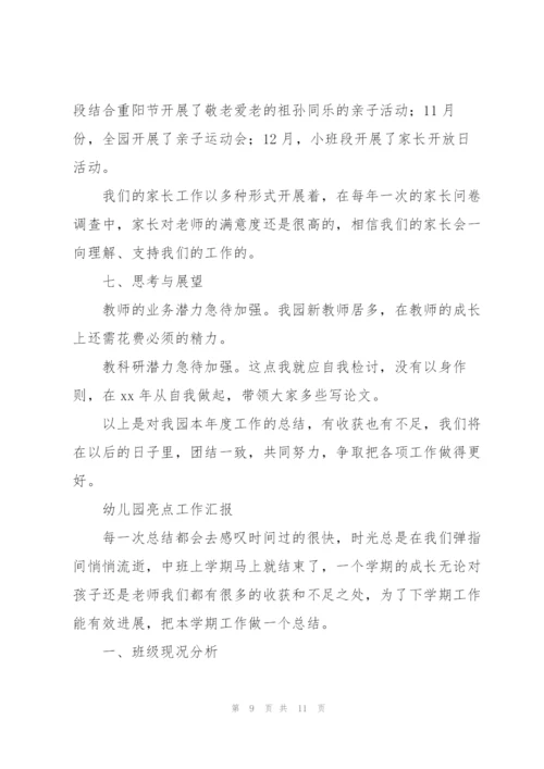 幼儿园亮点工作汇报.docx