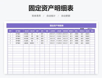 固定资产明细表