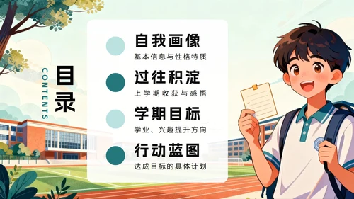 可爱手绘卡通风新学期个人简介学习委员竞选PPT模板