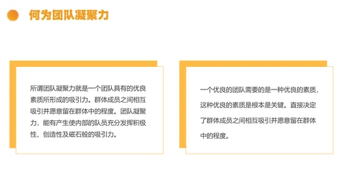 橙色简约线条形状结合拼图团队执行力与团队建设培训PPT模板