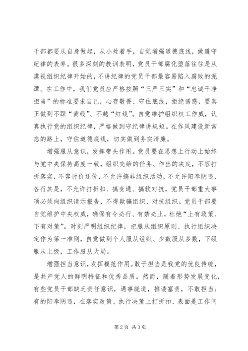 严明组织纪律、增强四个意识.docx